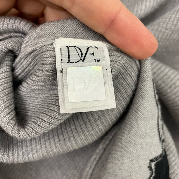 [m] DVF Sweater Doreen Fog & Black Floral Applique Pullover lace wool - Picture 6 of 8